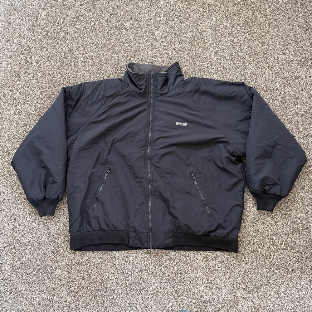 VTG Lands End Men's Size XXL Squall Jacket Black Fleece Lined Bomber Full Zip
